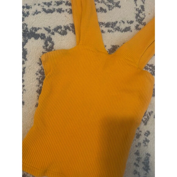 Orange Halter Urban Outfitters Ribbed Tank Top - Picture 2 of 3